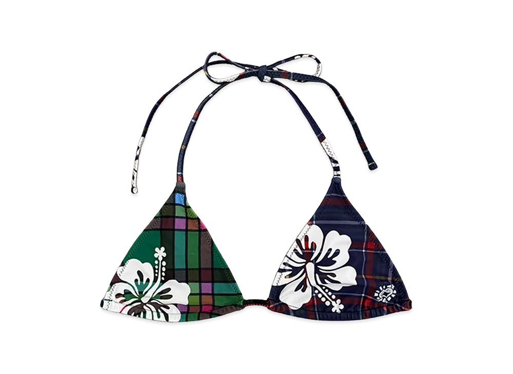 ALWAYTH Women's Tartan Hibiscus Bikini Top "Navy"