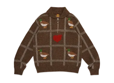 HUMAN MADE Animal Half-Zip Knit Sweater "Brown"