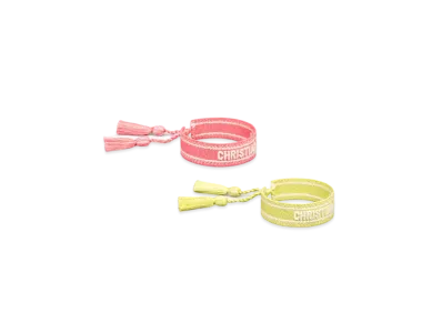 Dior Dioriviera Christian Dior Bracelet Set Embroidery "Candy Pink/Lemon Yellow"