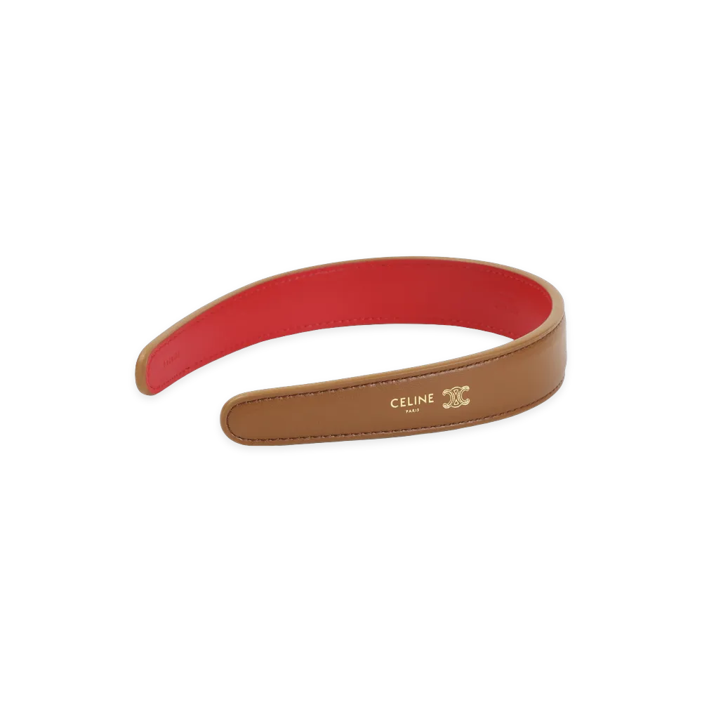 CELINE Tan Bicolor Headband "Brown/Red"
