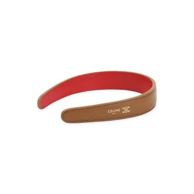 CELINE Tan Bicolor Headband "Brown/Red"