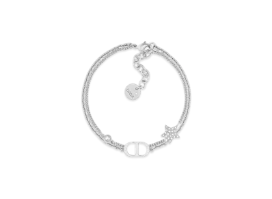 Dior Petit CD Double Bracelet Metal and Crystals "Palladium/Silver"