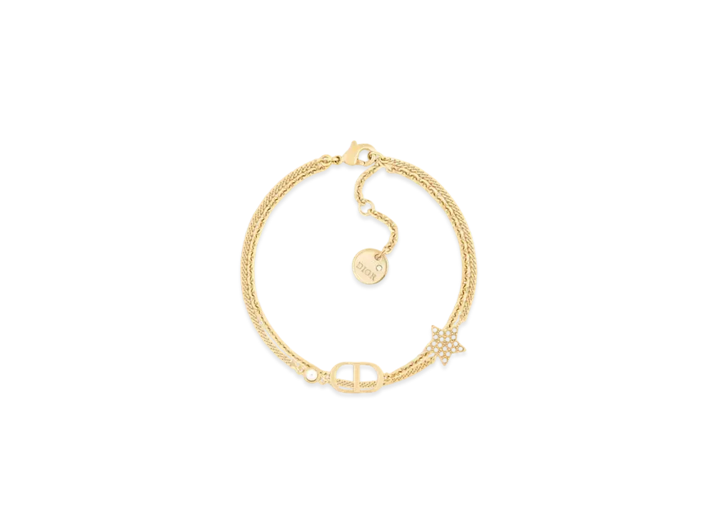 Dior Petit CD Double Bracelet Metal and Crystals "White/Gold"