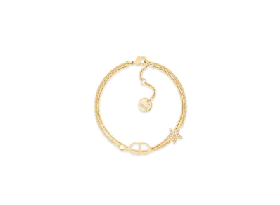 Dior Petit CD Double Bracelet Metal and Crystals "White/Gold"