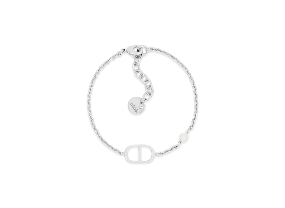 Dior Petit CD Bracelet Metal and Resin Pearl "Palladium/White"