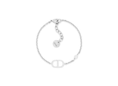 Dior Petit CD Bracelet Metal and Resin Pearl "Palladium/White"