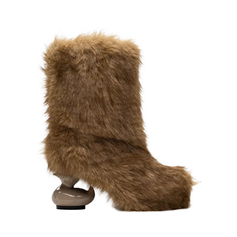 Maison MIHARA YASUHIRO Women's Duck Heel Fur Boots "Beige"