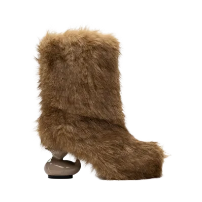 Maison MIHARA YASUHIRO Women's Duck Heel Fur Boots "Beige"