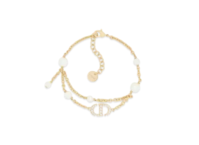 Dior Petit CD Bracelet Metal with Resin Pearls and Crystals "Gold/White/Silver"