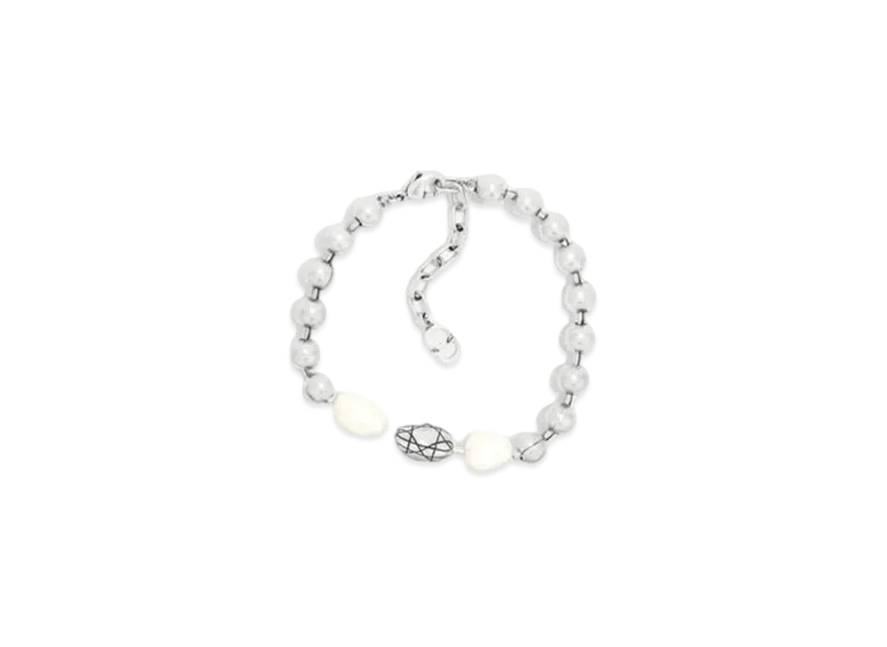 Dior Cannage Bracelet Brass with Freshwater Pearls "Antique Silver/White"