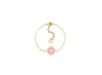 Dior Petit CD Baroque Bracelet Metal with Resin Pearls and Glass "Gold/White/Cadmium Pink"