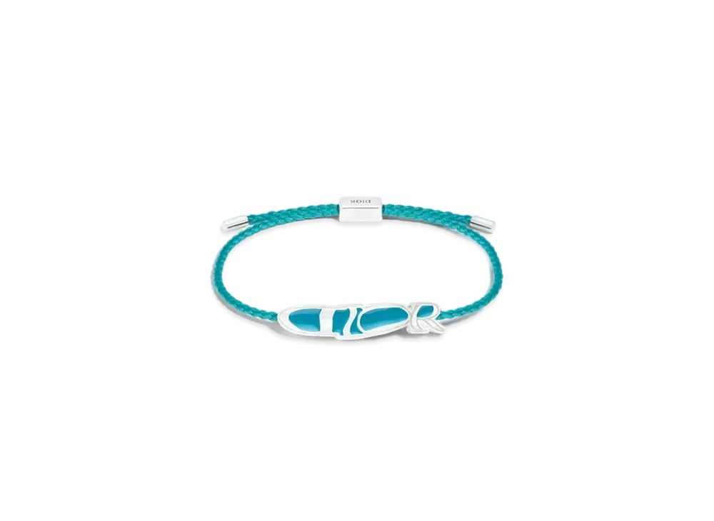 Dior x LEWIS HAMILTON Bracelet Palladium Finish Brass and Cord Resin "Turquoise Blue"