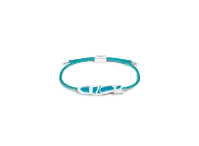Dior x LEWIS HAMILTON Bracelet Palladium Finish Brass and Cord Resin "Turquoise Blue"
