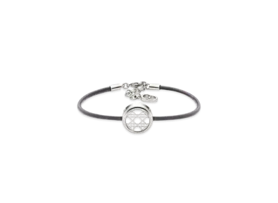 Dior Cannage Bracelet Brass and Anthracite Lambskin "Silver/Gray"