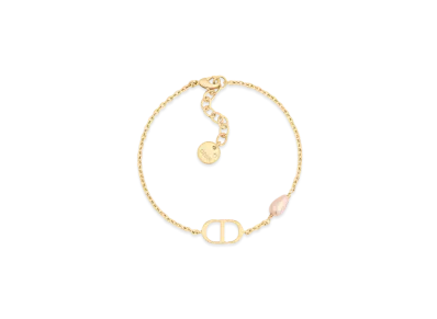 Dior Petit CD Bracelet Finish Metal and Iridescent Pink Resin Pearl "Gold"