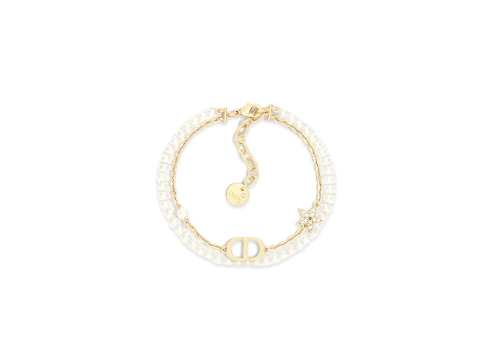 Dior Petit CD Bracelet Metal with Resin Pearls and Crystals "Gold/Silver/White"