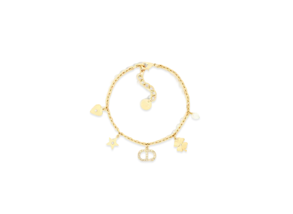 ディオール プチ CD ラッキーチャーム ブレスレット メタル・レジンパール・クリスタル "ゴールド/シルバー/ホワイト" B2713WOMCY_D03S