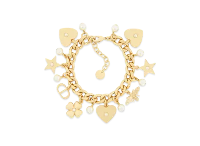 Dior Lucky Dior Bracelet Metal and Resin Pearls "Gold/White"
