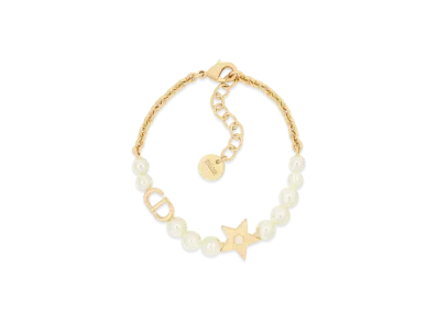 Dior Lucky Dior Bracelet Gold-Finish Metal and White Resin Pearls "Gold/White"