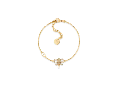 Dior Le Noeud de Dior Bracelet Metal with Resin Pearl and Crystals "Gold/White/Silver"