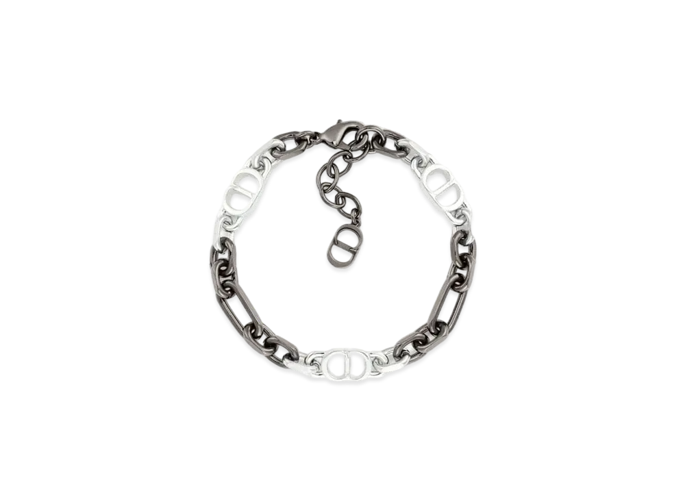 Dior CD Icon Chain Link Bracelet Ruthenium Brass "Silver"