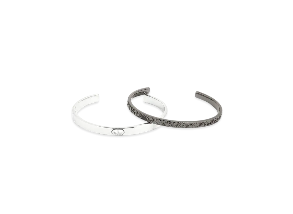 Dior Oblique Bangle Set Ruthenium Finish Brass "Silver"