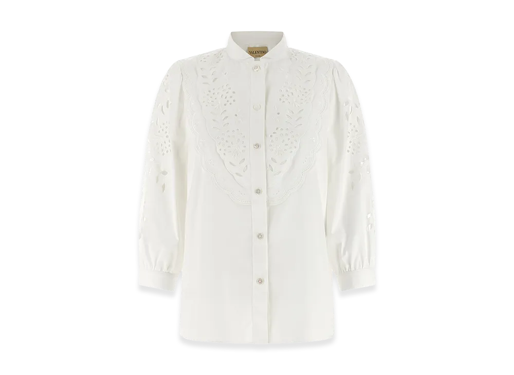 Valentino Women's Shirt Garavani Embroidered Sangallo "White"