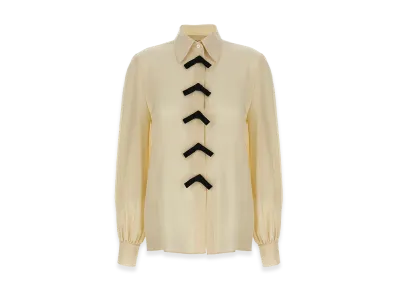 Valentino Garavani Women's Bow Shirt "Beige"