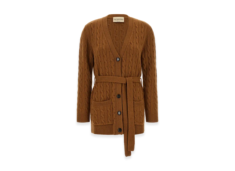 Valentino Garavani Women's V Logo Signature Cardigan "Brown"