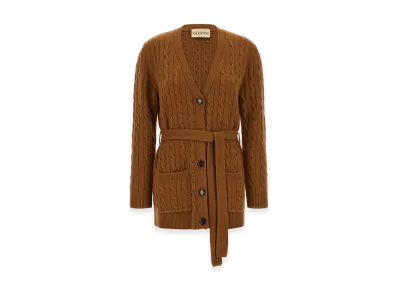 Valentino Garavani Women's V Logo Signature Cardigan "Brown"