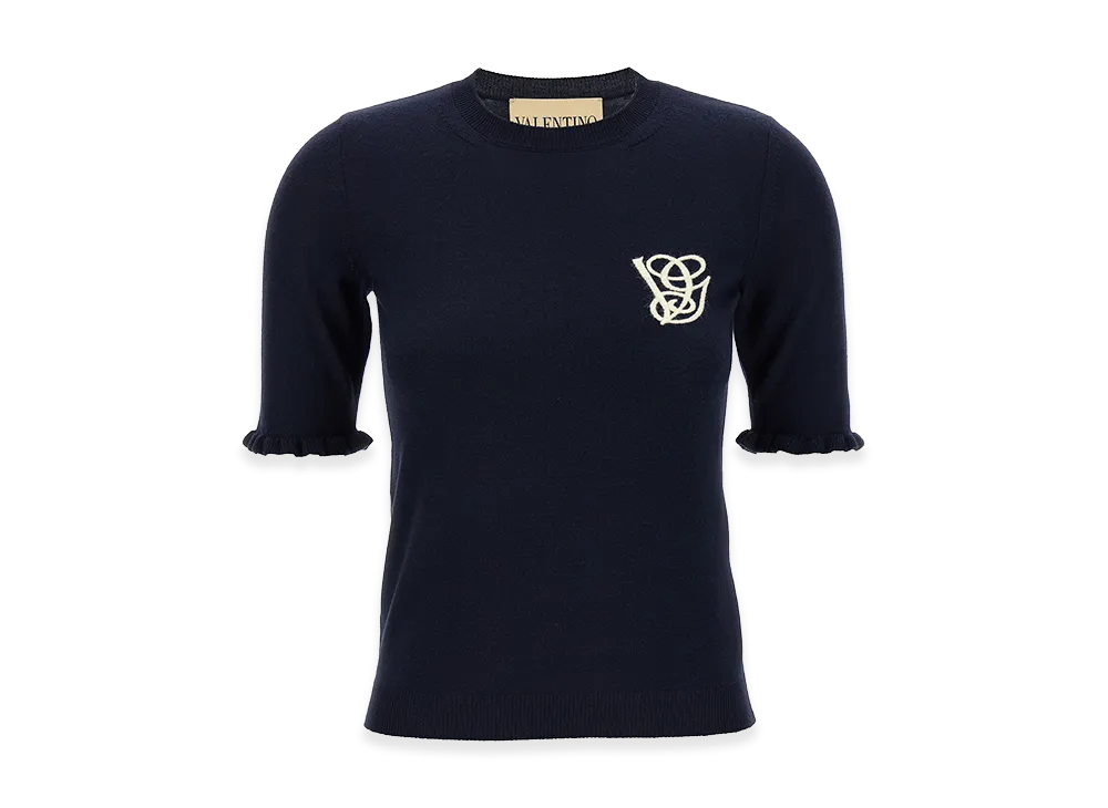 Valentino Garavani Women's Vg Embroidery Top "Blue"