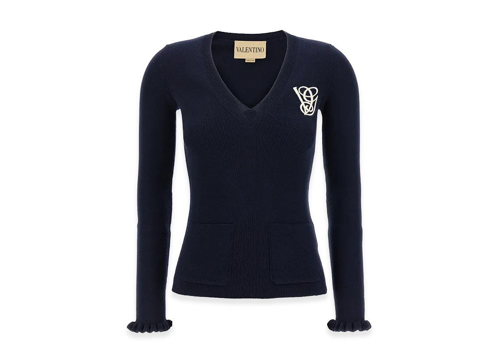 Valentino Garavani Women's Embroidery Sweater "Blue"