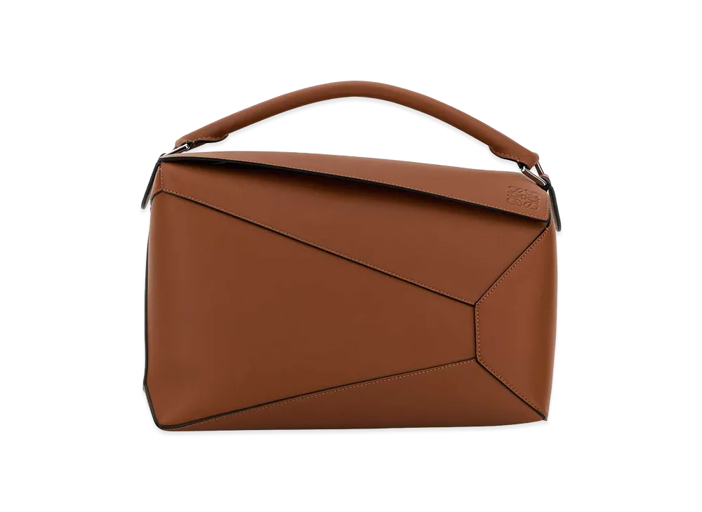 LOEWE Brown Leather Large Puzzle Edge Handbag "Brown"