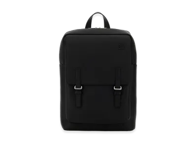 LOEWE Black Leather Military Backpack "Black"
