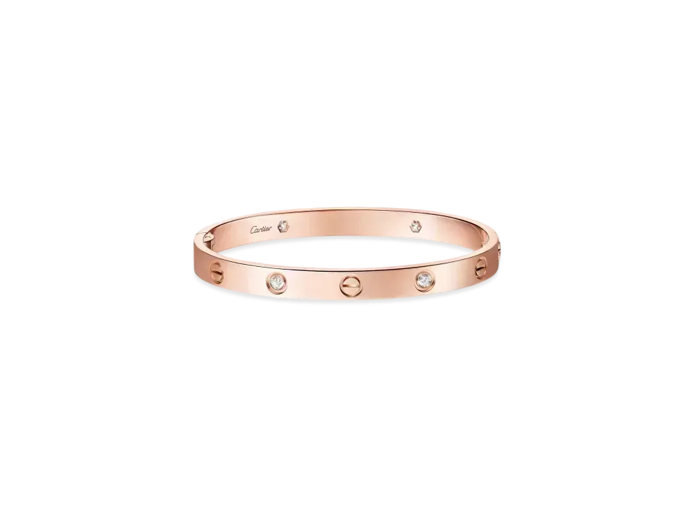 Cartier Love Bracelet Single-Screw Closure Classic Model 4 Diamonds "Pink Gold"