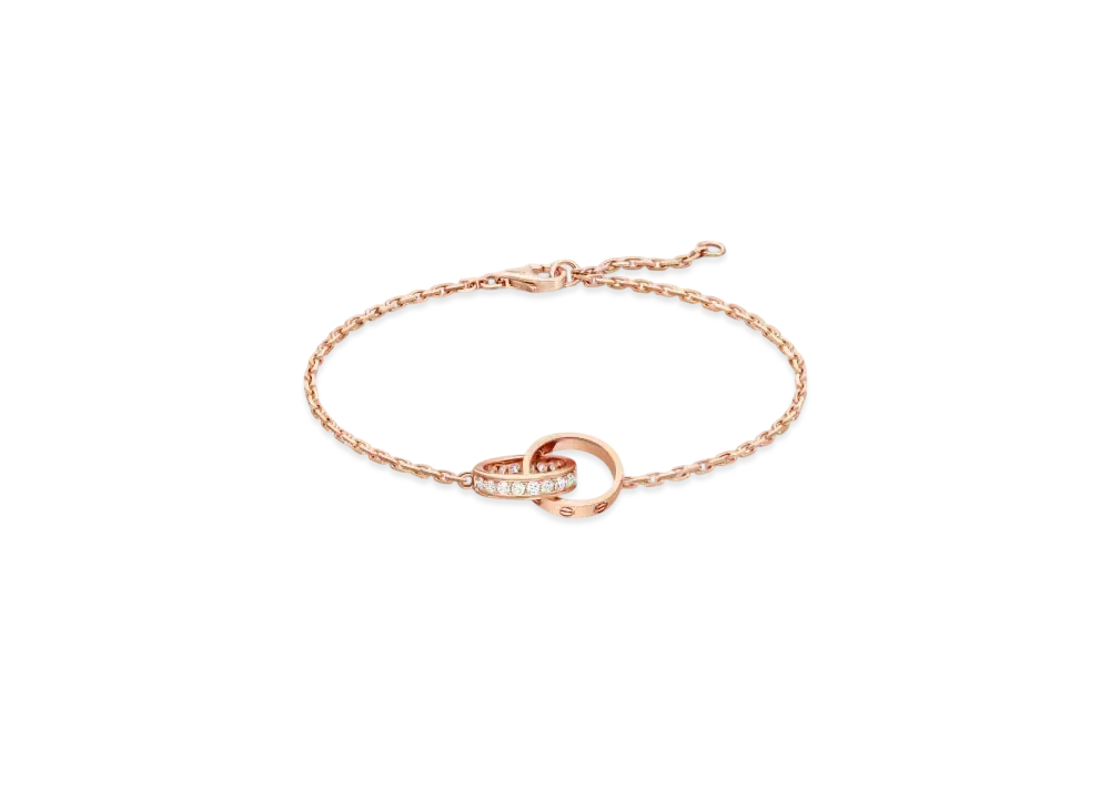 Cartier Love Bracelet On Chain Half-Paved "Pink Gold"
