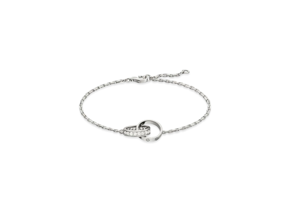 Cartier Love Bracelet On Chain Half-Paved "White Gold"