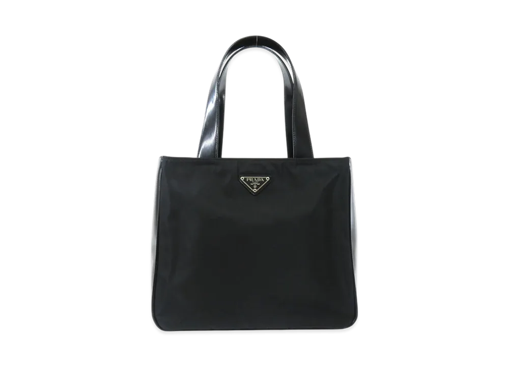 PRADA Logo Plate Tote Bag "Black"