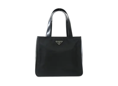 PRADA Logo Plate Tote Bag "Black"