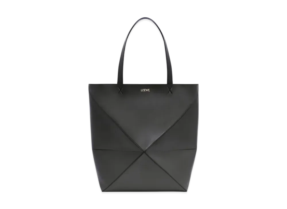 LOEWE XL Puzzle Fold Tote in Shiny Calfskin "Black"