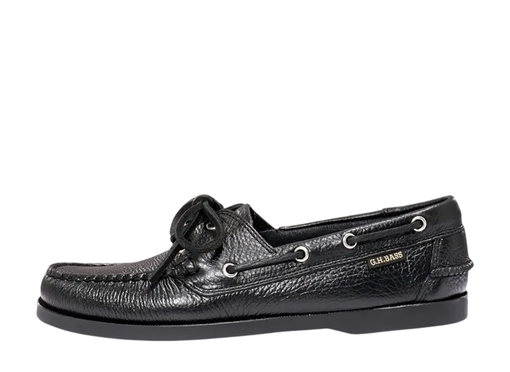 G.H.BASS 20320 Jetty 2 "Textured Lthr Black" (Rubber Sole)