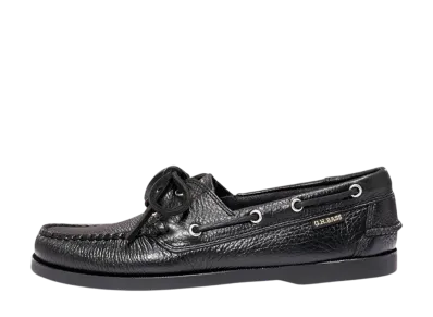 G.H.BASS 20320 Jetty 2 "Textured Lthr Black" (Rubber Sole)