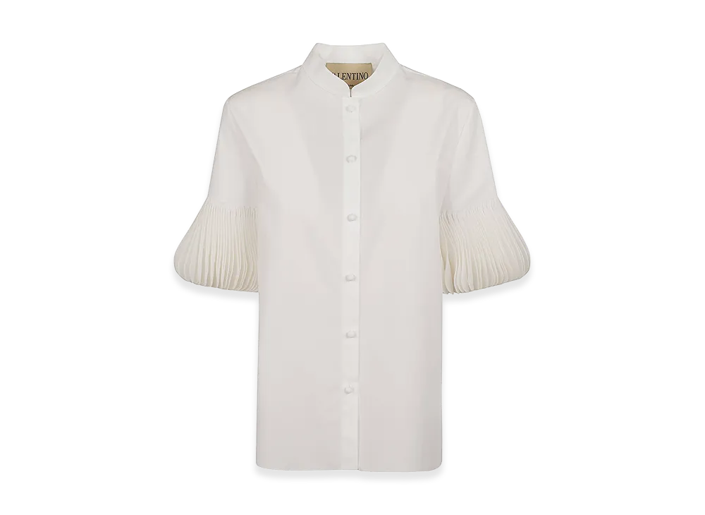 Valentino Women's Embroidered Shirt Graphic Pages Cotton Popeline "Bianco"