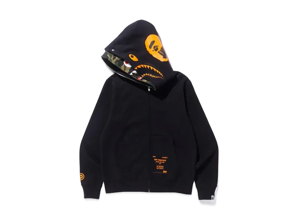 A BATHING APE / UNDEFEATED Double Shark Full Zip Hoodie "Orange"