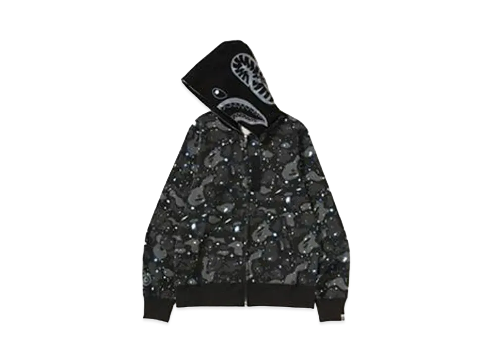 A BATHING APE Space Camo Shark Full Zip Hoodie "Black"