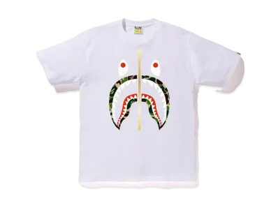 A BATHING APE ABC Gold Zip Shark Tee "White/Green"