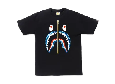 A BATHING APE ABC Gold Zip Shark Tee "Black/Blue"