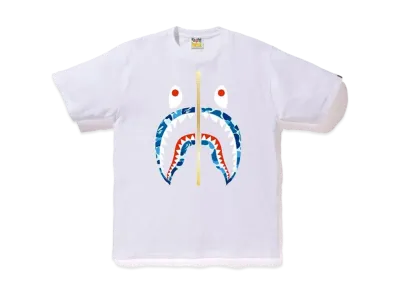 A BATHING APE ABC Gold Zip Shark Tee "White/Blue"