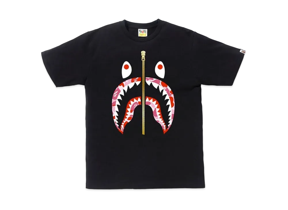 A BATHING APE ABC Gold Zip Shark Tee "Black/Pink"