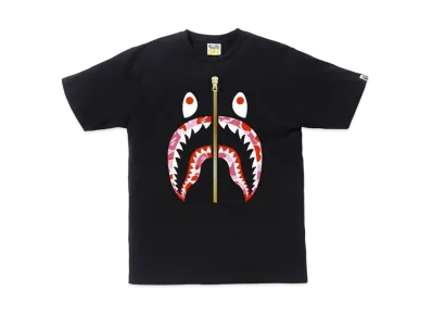 A BATHING APE ABC Gold Zip Shark Tee "Black/Pink"